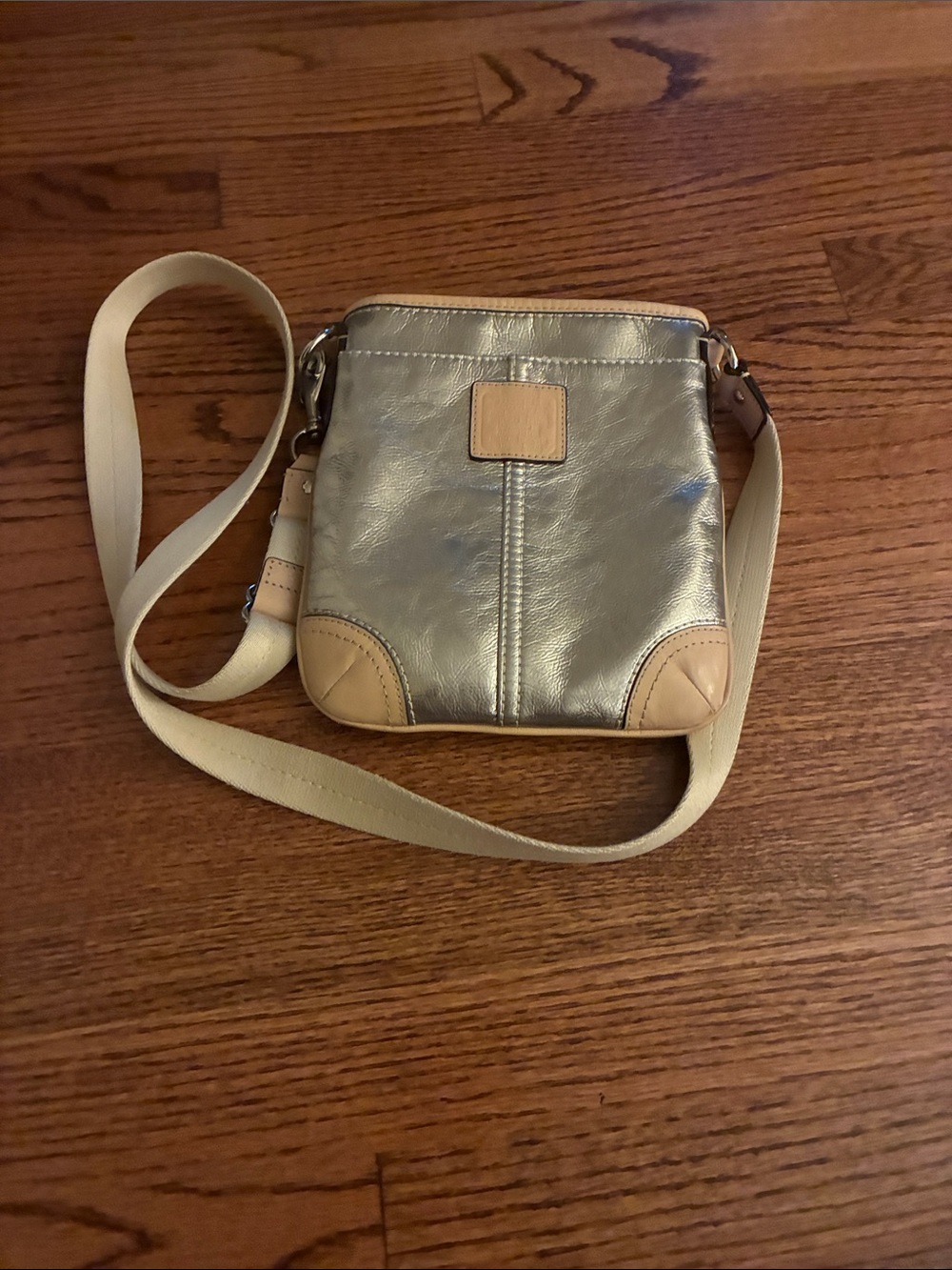 Coach Metallic Gold Crossbody with Beige Trim
